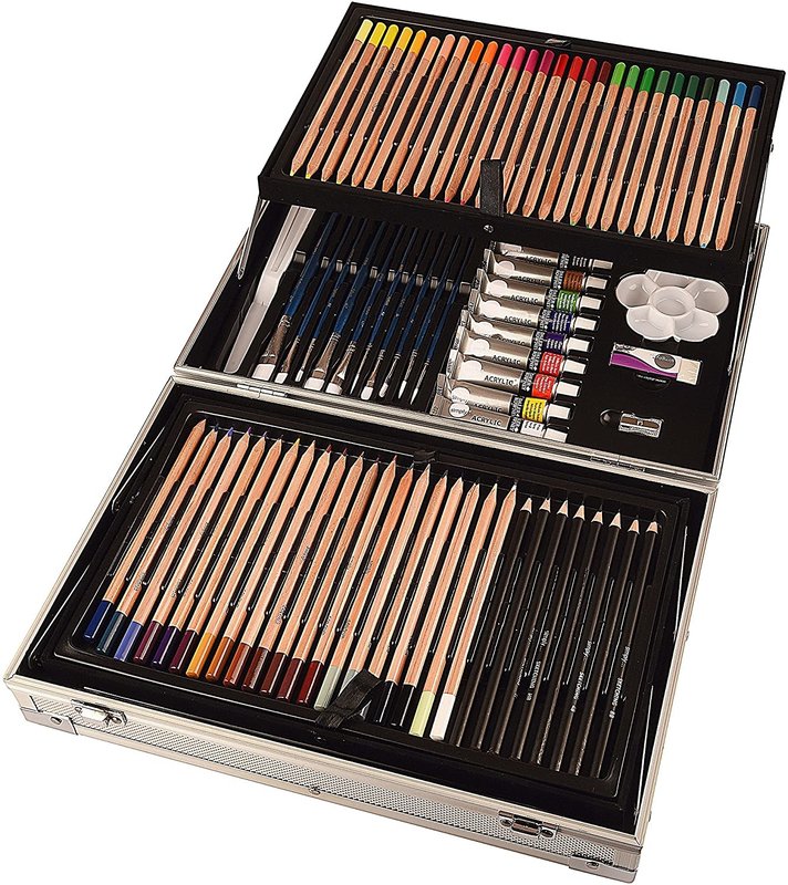 DALER ROWNEY Simply Mallette multi techniques Dessin et Peinture Set d'art complet 122 pieces