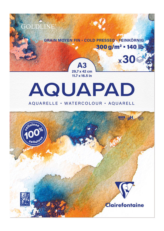 CLAIREFONTAINE GOLDLINE AQUAPAD pad 300g fine medium grain A3 30F