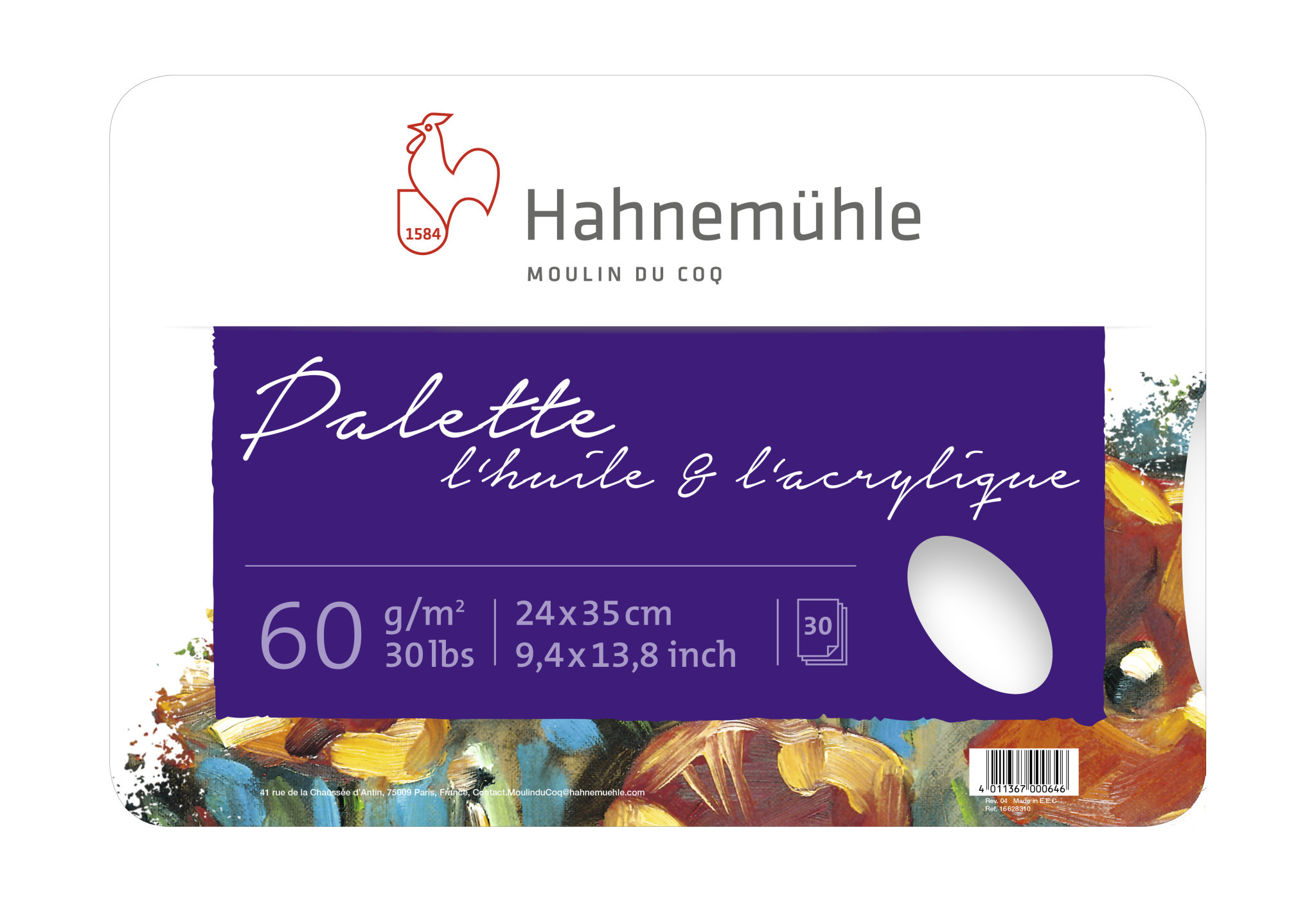 HAHNEMÜHLE Palette "L'Huile & l'Acrylique" 60g/m², 24x35cm, 30feuilles
