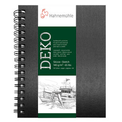 HAHNEMÜHLE Livre Croquis "Deko" noir 140g/m², DIN A4 portrait, 62feuille