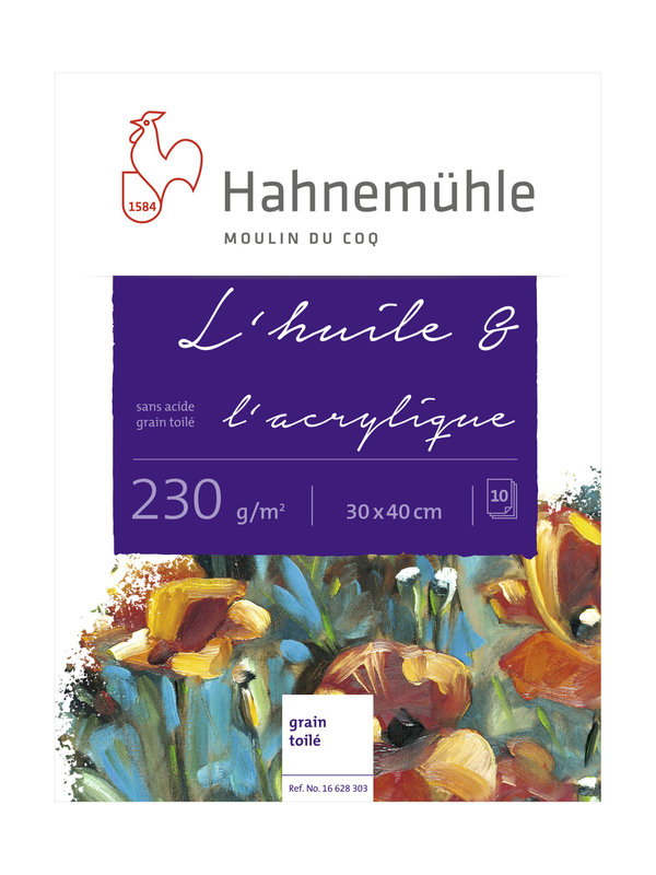 HAHNEMUHLE Bloc "L'Huile & l'Acrylique" 230g/m², 30x40cm, 10feuilles