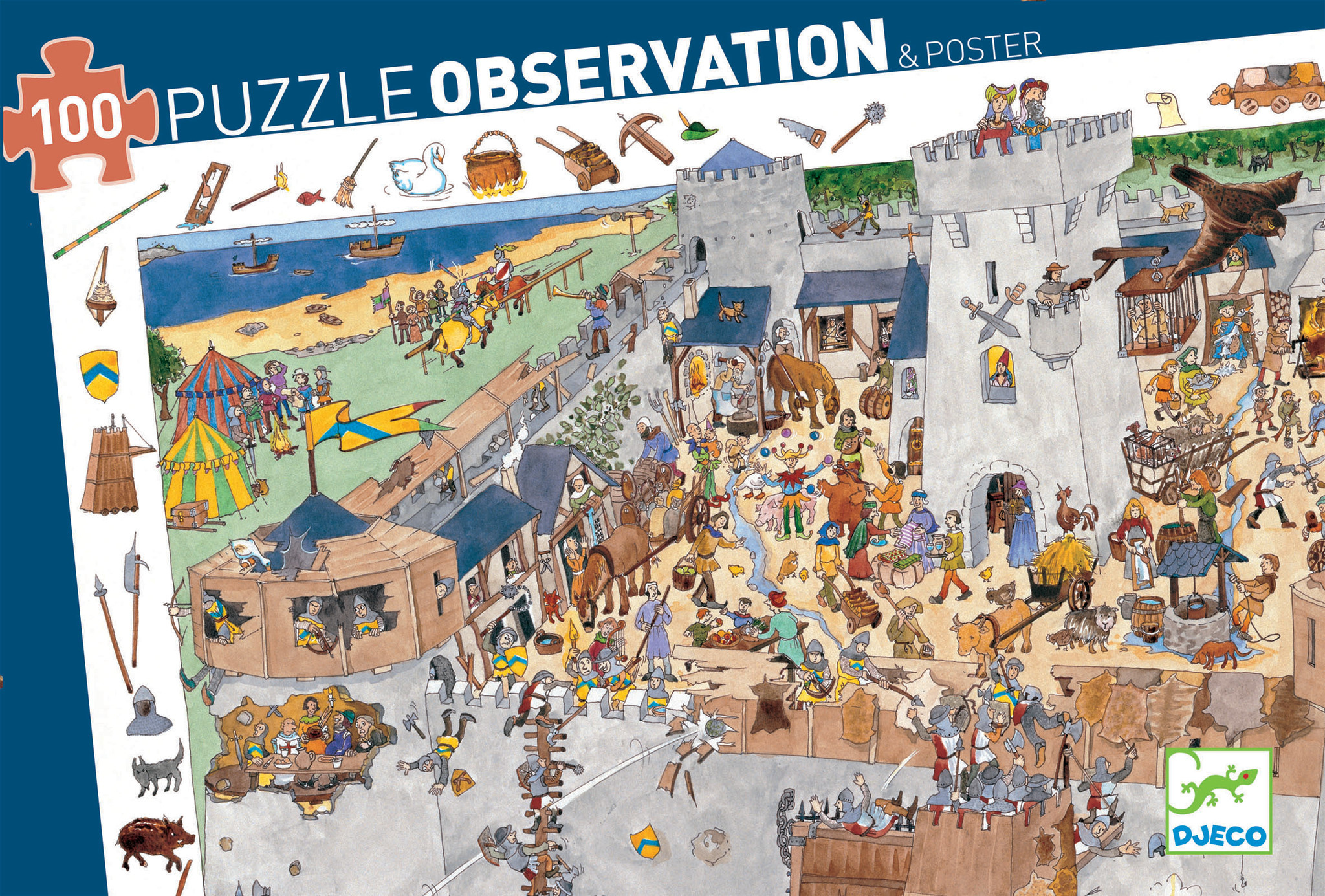 Puzzle observation - le château fort - 100 pièces - Jeux classiques - Jeux  de société - Djeco