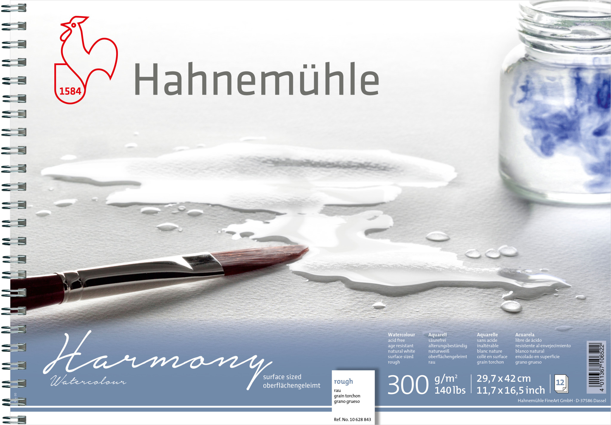 HAHNEMÜHLE Bloc Harmony Aquarelle, grain torchon 300g/m², A4, spirale, 12f./bloc