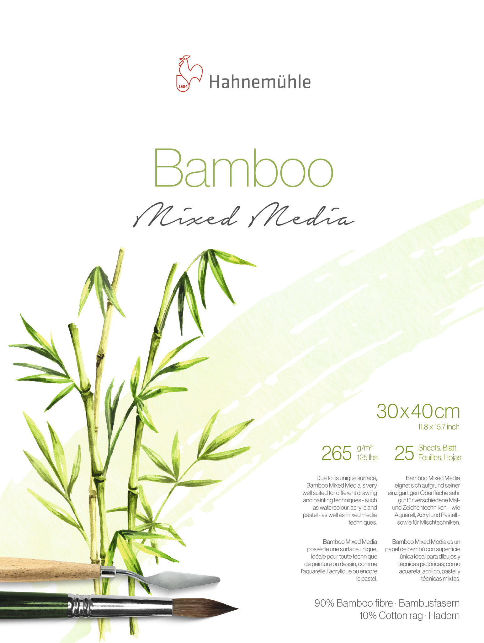 HAHNEMÜHLE Bloc Mixed Media "Bamboo" 265g/m², 30x40cm, 25feuilles
