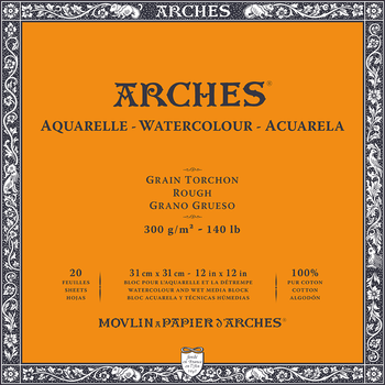 BLOC PAPIER AQUARELLE A3 300G/M² GRAIN FIN COLLÉS 1 CÔTÉS – ARCHES