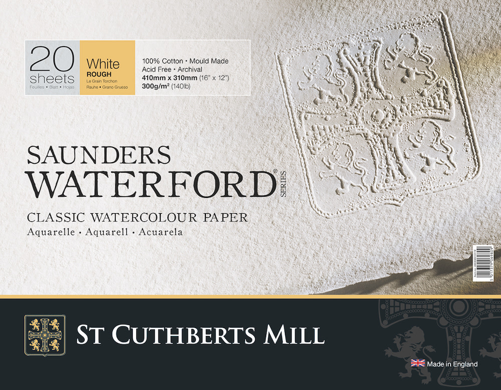 ST CUTHBERTS Saunders Waterford - Aquarelle -  Grain Torchon - 300G  - Bloc Collé 4 Côtés - 41X31Cm - Blanc - 20F
