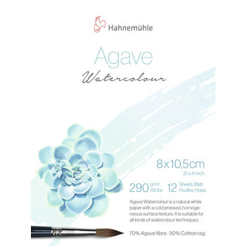 HAHNEMUHLE Bloc Agave Watercolour 290g/m², 8x10,5cm, 12feuilles