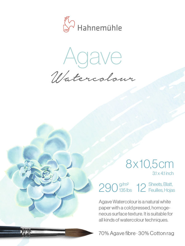 HAHNEMUHLE Bloc Agave Watercolour 290g/m², 8x10,5cm, 12feuilles