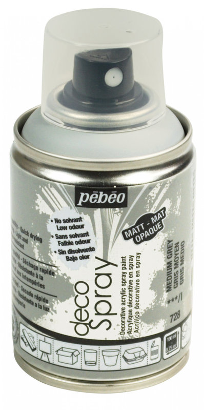 PEBEO Spray paint can DECOSPRAY 100ML Medium grey