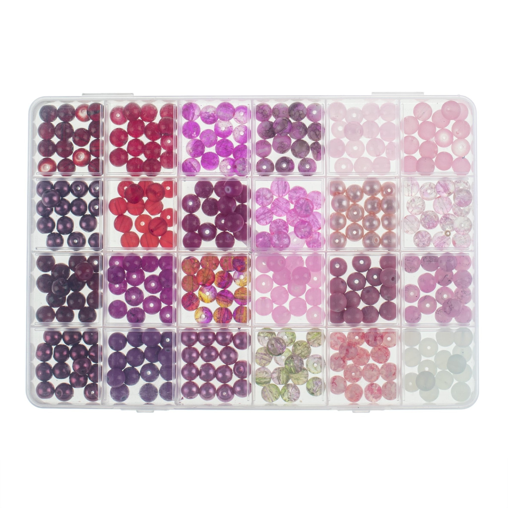 GLOREX Kit Perles En Verre Rouge/Fuchsia Assortis