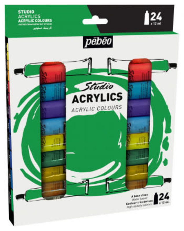 PEBEO Studio Fine Acrylic Case 24 tubes 12ml assorted