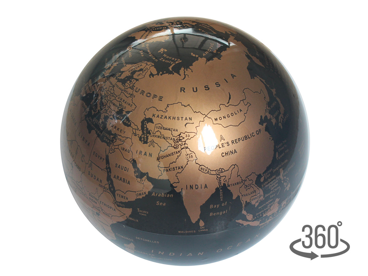 Globe terrestre rotatif fond noir Ø 14cm - Papeterie Michel