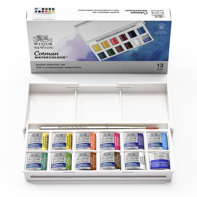 Set d'aquarelle Winsor & Newton COTMAN avec pinceau à réservoir d'eau