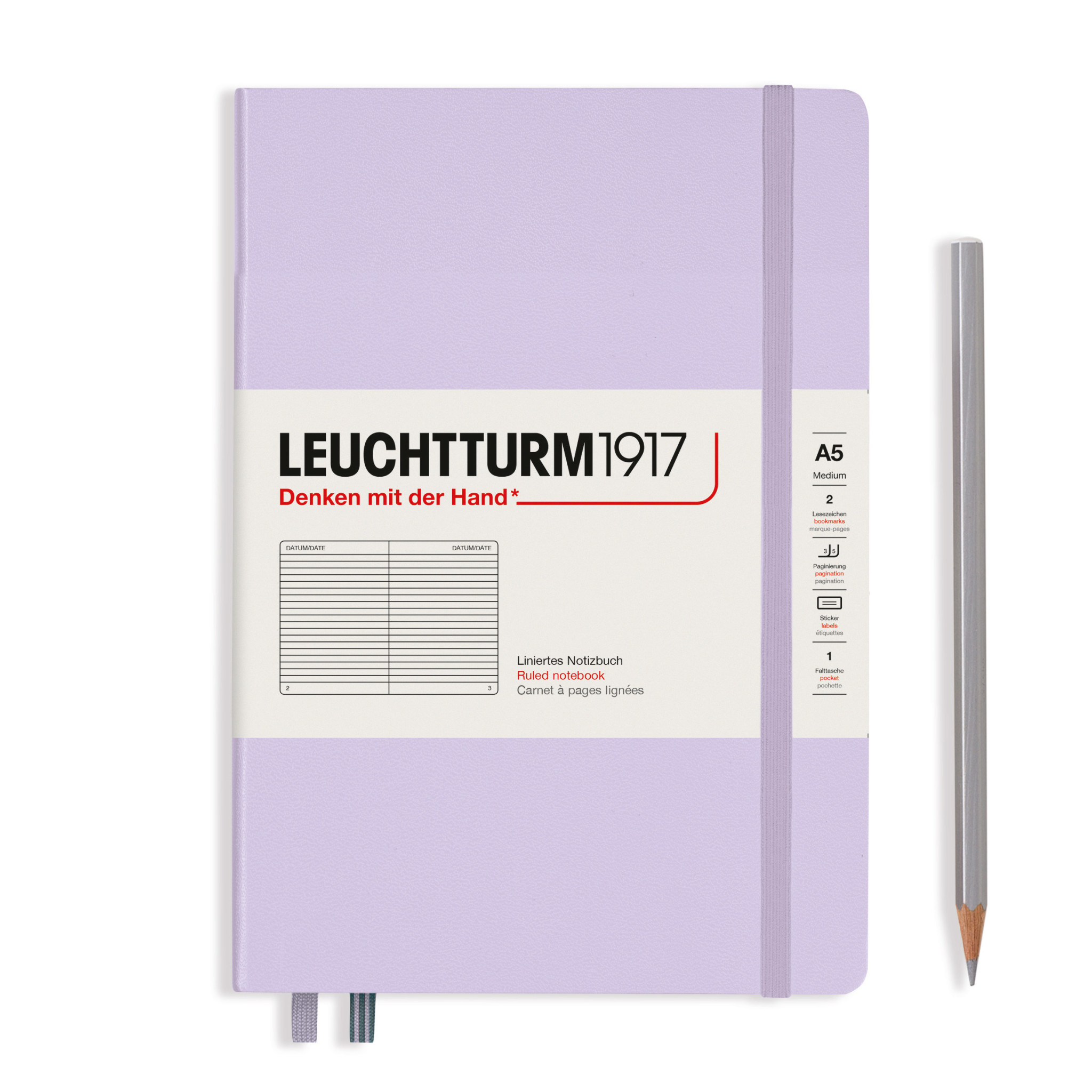 LEUCHTTURM 1917 Carnet de notes Couverture rigide Lilac, Medium (A5), 251 p., ligné