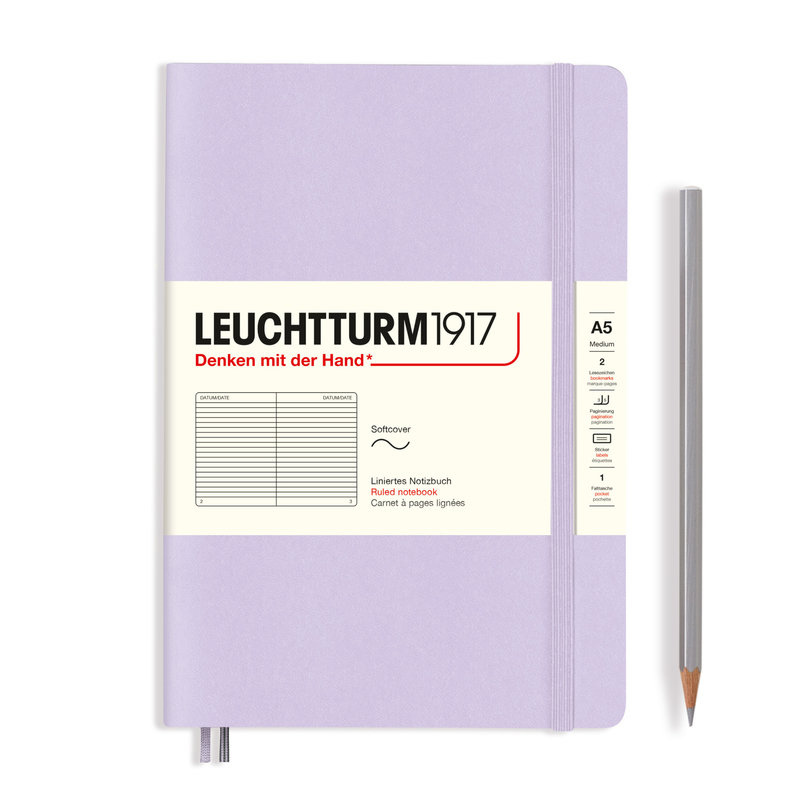 LEUCHTTURM 1917 Lilac notebook, Soft cover, Medium (A5), 123 p., lined