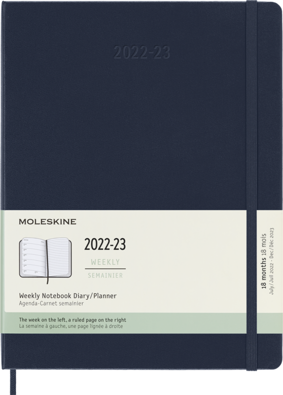 MOLESKINE Agenda Semainier 2022-2023 Très Grand Format Bleu Saphir Rigide