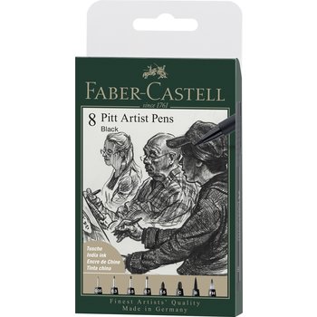 FABER CASTELL Feutre Pitt Artist Pen Noir Pochette 8X