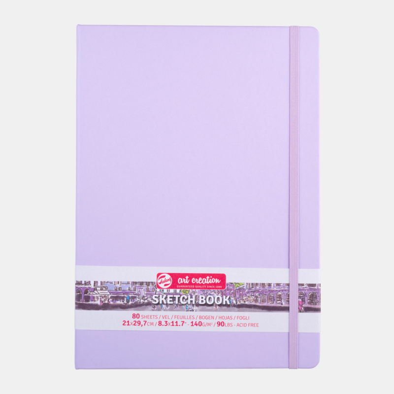 TALENSARTCREATION Cahier de Croquis Violet pastel 21 x 29.7 cm 140 g 80 Feuilles