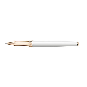 CARAN D'ACHE Stylo Roller, Léman Slim, Blanc Plaqué Or Rose