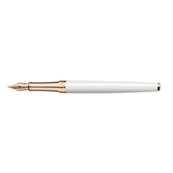 CARAN D'ACHE Stylo Plume, Léman Slim, Blanc Plaqué Or Rose - Bec F