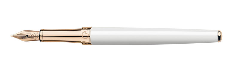 CARAN D'ACHE Fountain Pen, Leman Slim, White Rose Gold Plated - F Spout