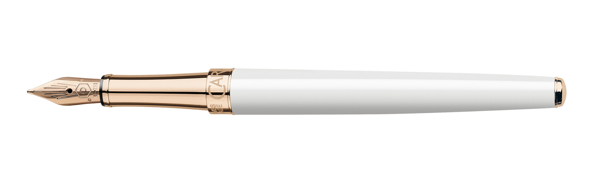 CARAN D'ACHE Stylo Plume, Léman Slim, Blanc Plaqué Or Rose - Bec F
