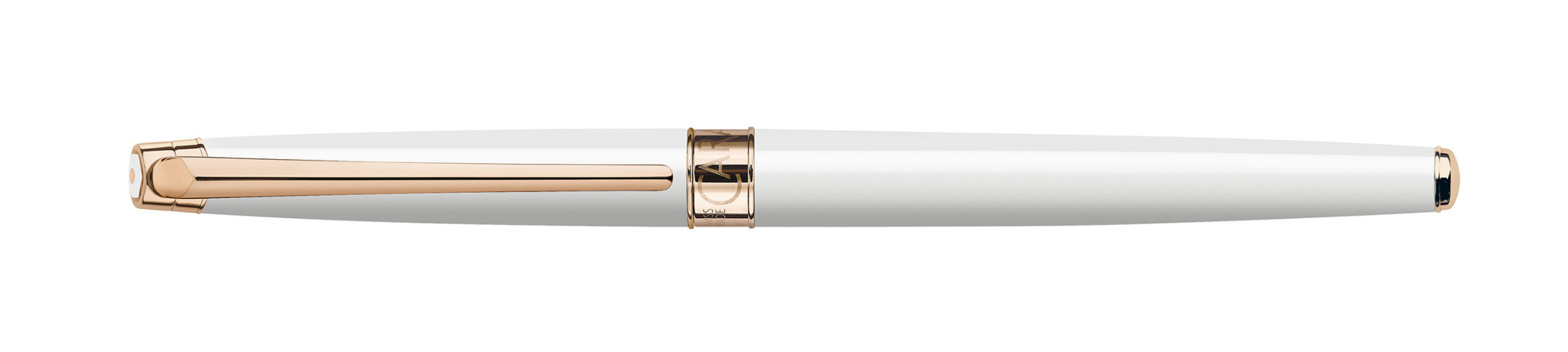 CARAN D'ACHE Stylo Plume, Léman Slim, Blanc Plaqué Or Rose - Bec F