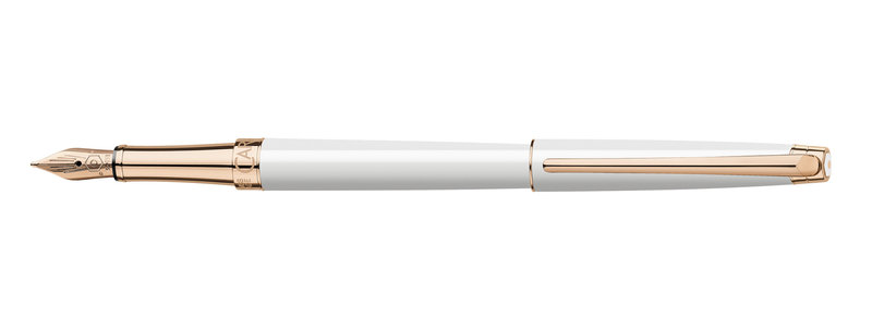 CARAN D'ACHE Fountain Pen, Leman Slim, White Rose Gold Plated - F Spout