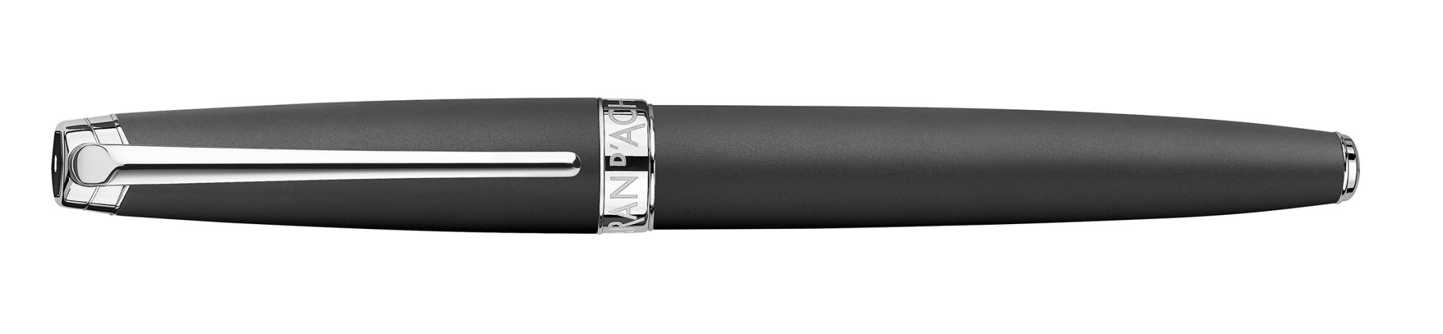 CARAN D'ACHE Stylo Plume Léman Noir Mat Argenté Rhodié - Bec B