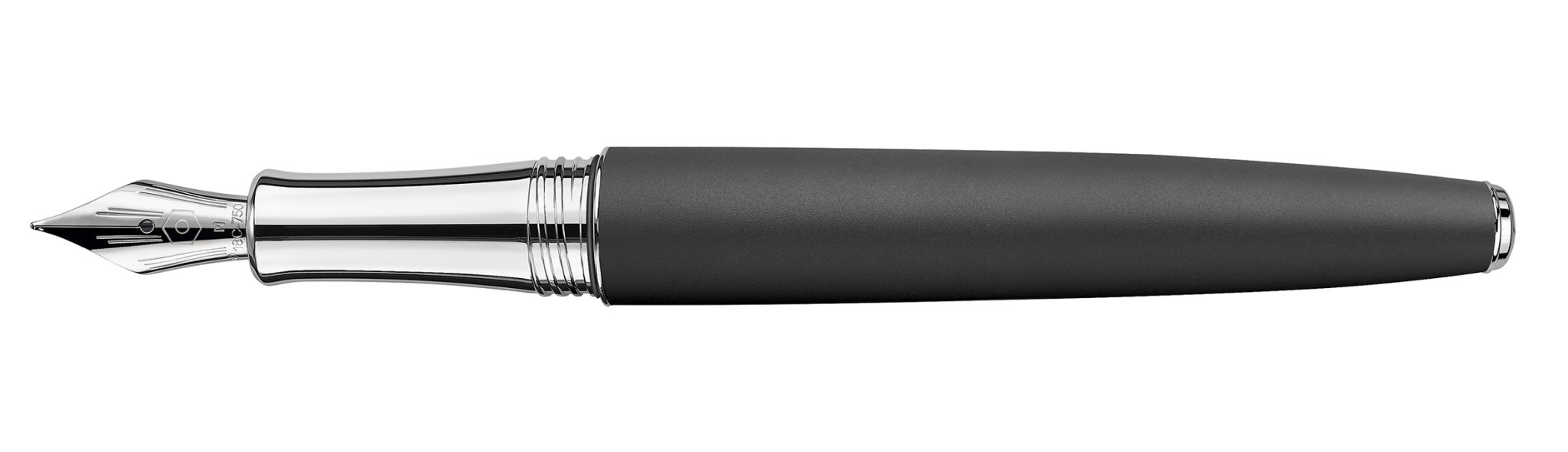 CARAN D'ACHE Stylo Plume Léman Noir Mat Argenté Rhodié - Bec B