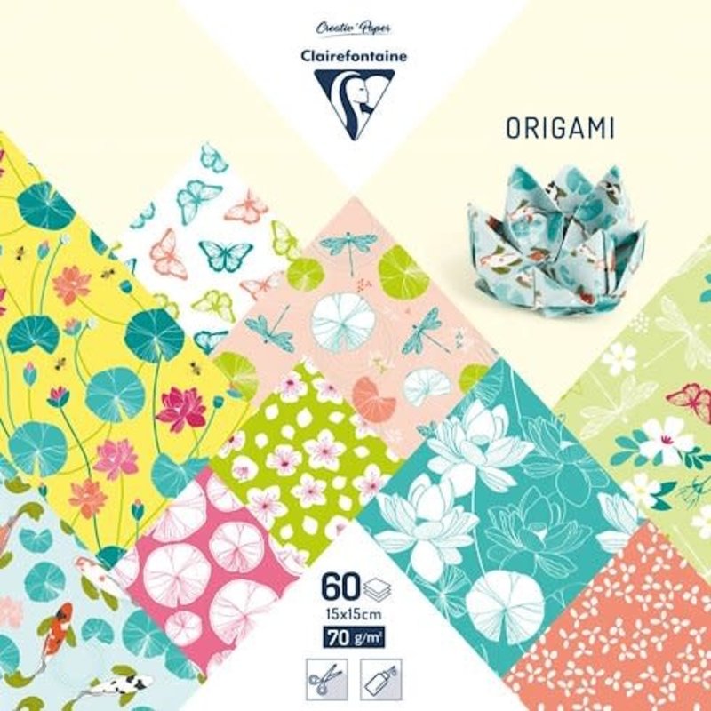 CLAIREFONTAINE Origami, Pochette De 60 Feuilles 15X15Cm 70G, Nénuphars