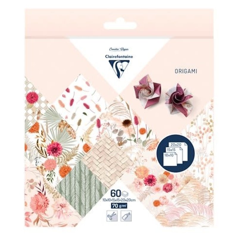 CLAIREFONTAINE Origami Pocket 60 sheets 10x10cm - 15x15cm - 20x20cm - Dried flowers
