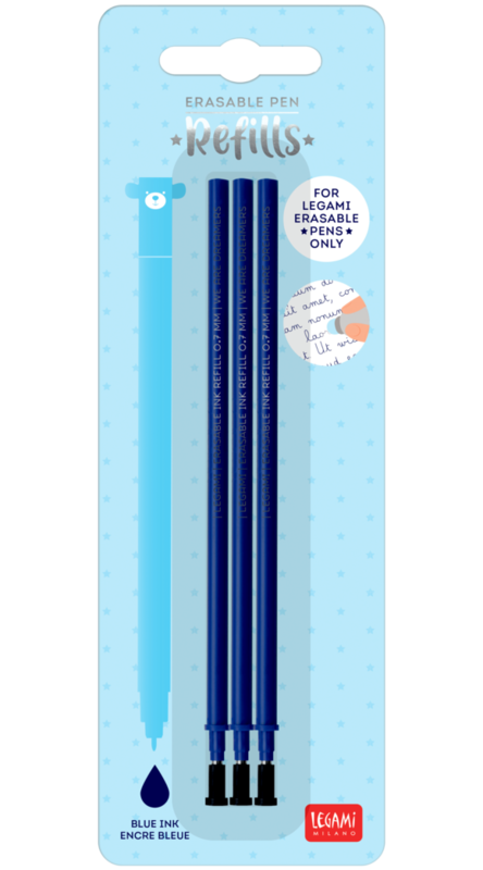 LEGAMI Erasable Pen Refill - Blue - Pack 3 Pcs