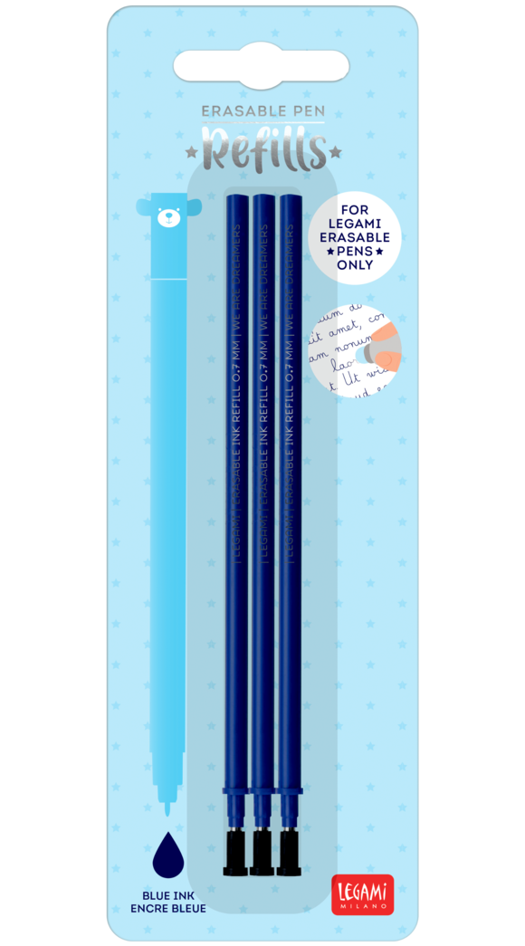 Sachet de 3 Recharges pour stylo gel effaçable FIDUCIAL bleu - Recharges  marqueurs