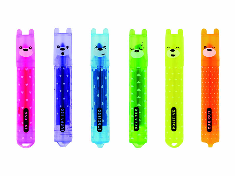 LEGAMI Set Of 6 Mini Highlighters - Teddy'S Mood - Teddy Bear