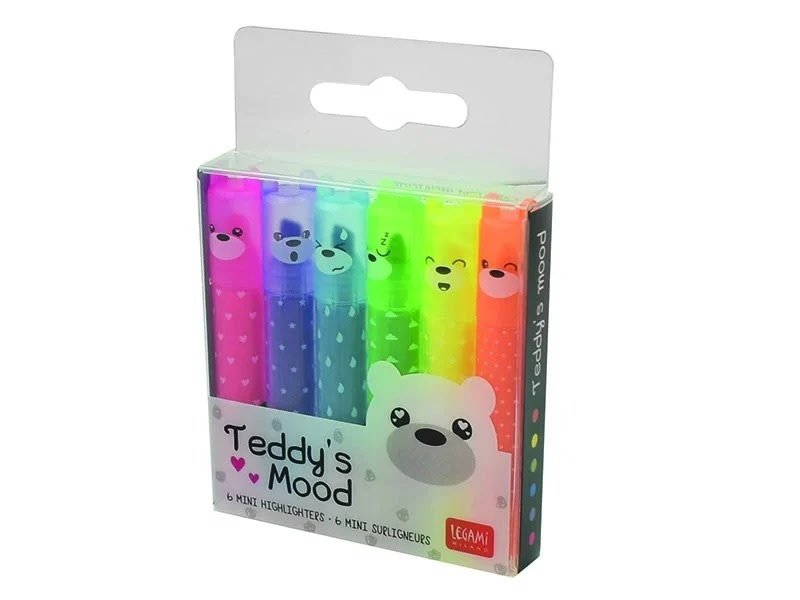 LEGAMI Set De 6 Mini Surligneurs - Teddy'S Mood - Teddy Bear