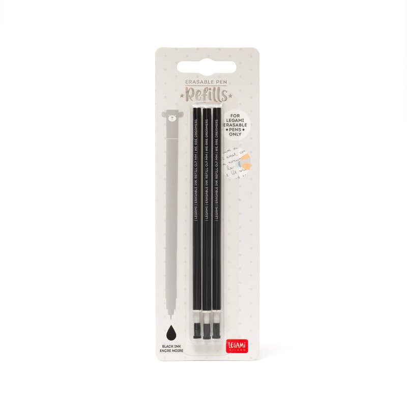 LEGAMI 3 Pcs  Erasable Pen Refills - Erasable Pen Refills - Black