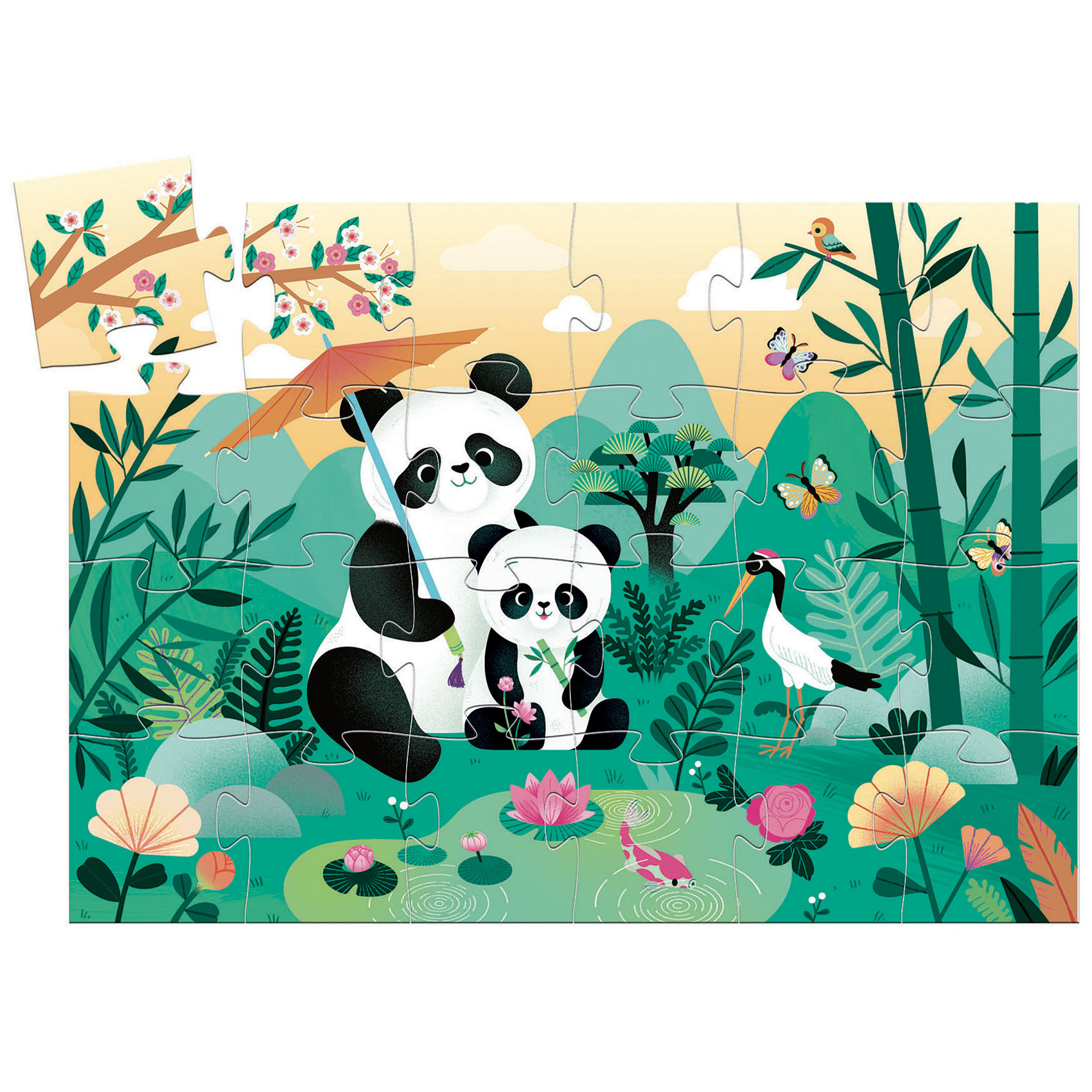 DJECO Puzzles Silhouettes Léo Le Panda 24 Pcs