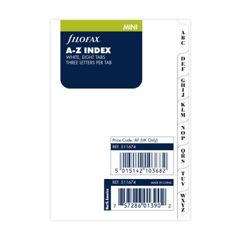 FILOFAX MIN Refill Index Alpha 3 Letters White