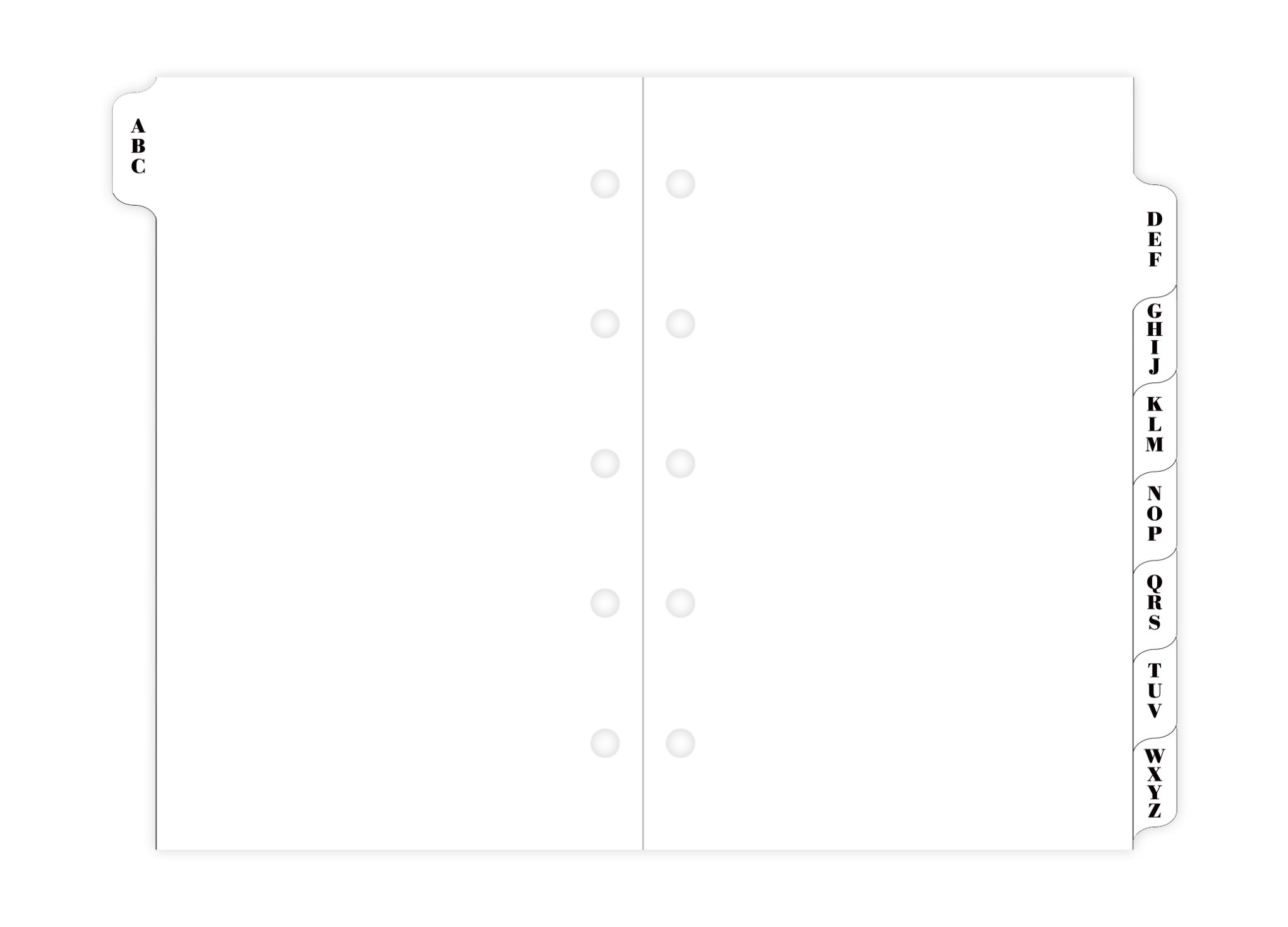 FILOFAX Index Alpha 3 Lettres Blanc Mini