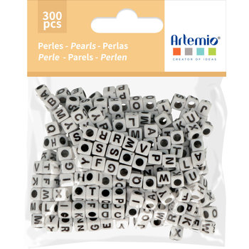 ARTEMIO 300 Beads 6X6Mm White+Alpha Black