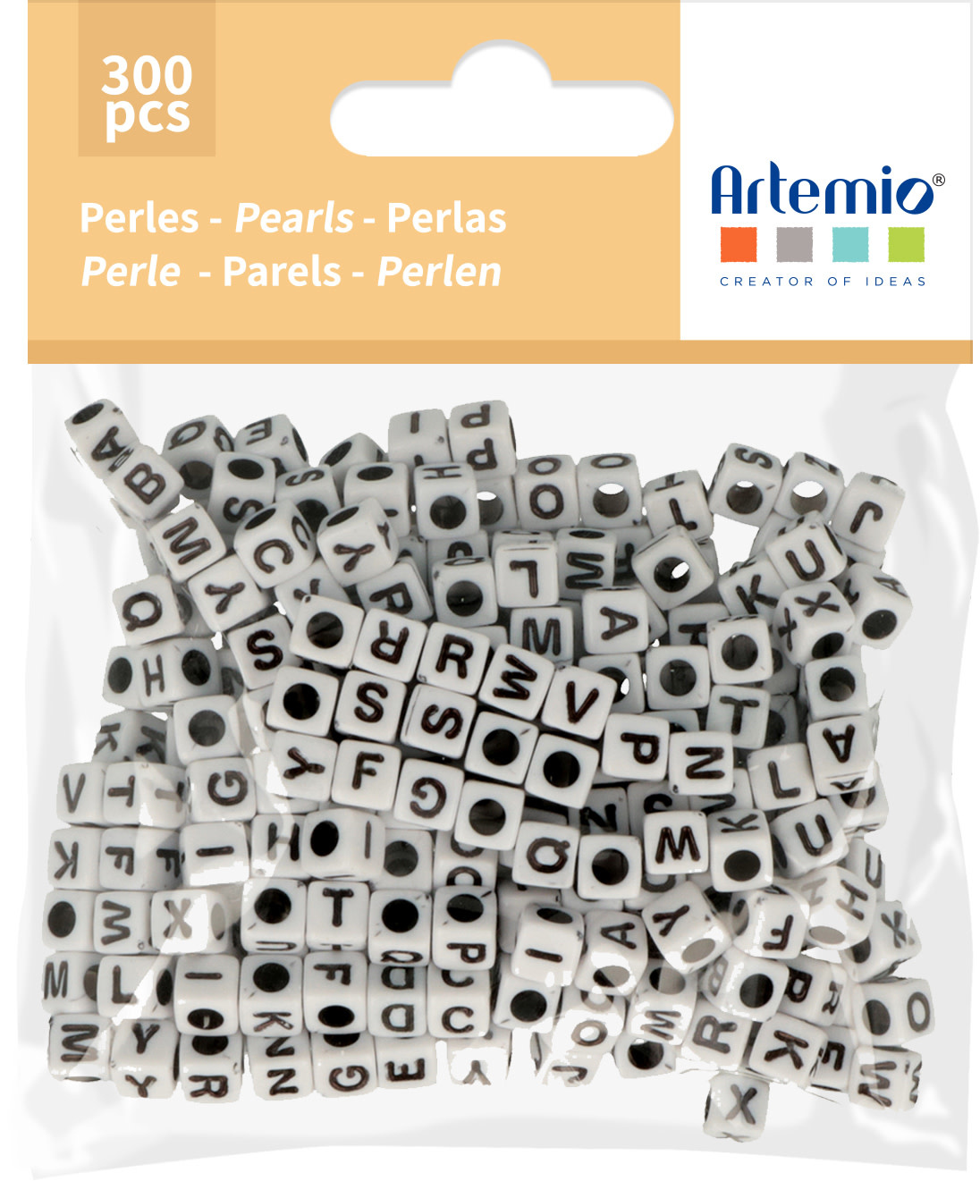 ARTEMIO 300 Perles 6X6Mm Blanc+Alpha Noir