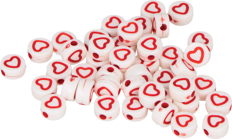 ARTEMIO 300 Beads Dia.7Mm White+Red Heart