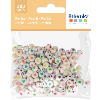 ARTEMIO 300 Beads Dia.7Mm White+Heart Colors