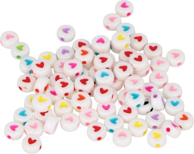 ARTEMIO 300 Beads Dia.7Mm White+Heart Colors