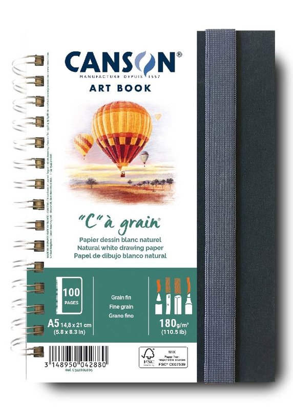 CANSON Carnet Spirale Grand Coté 50Fl 'C' A Grain® A5 180G Portrait