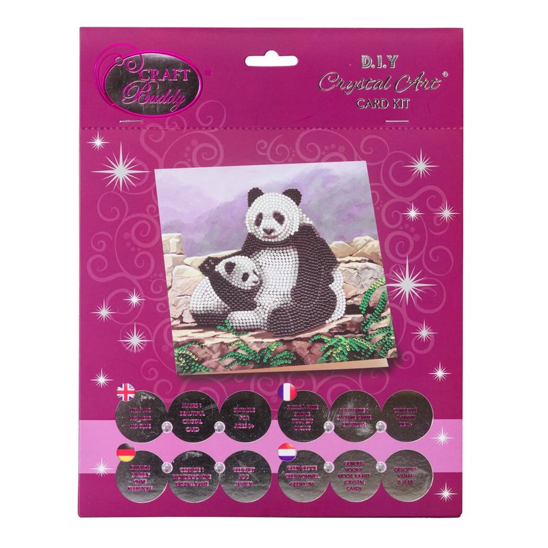 OZ CRYSTAL ART Kit carte broderie diamant 18x18cm Pandas