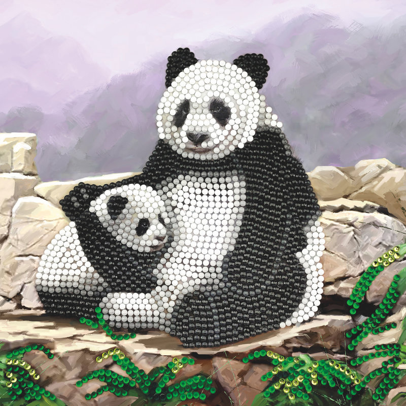 OZ CRYSTAL ART Kit carte broderie diamant 18x18cm Pandas