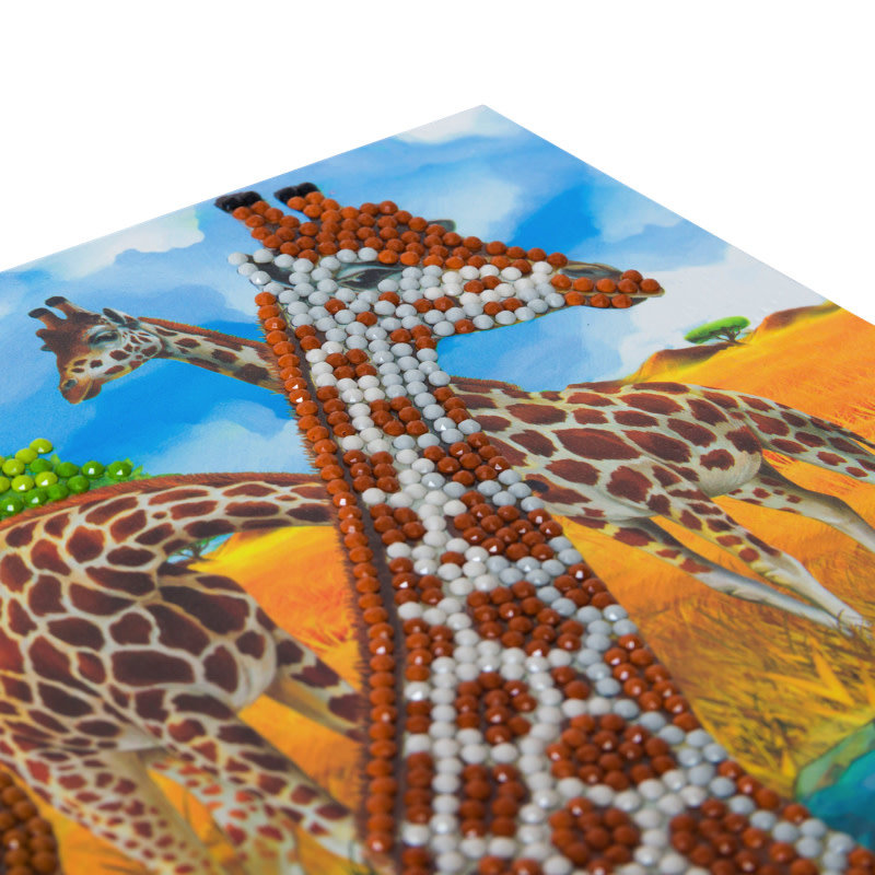 CRYSTAL ART Kit carte broderie diamant 18x18cm Girafes