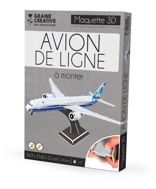 GRAINE CREATIVE Maquette 3D Mousse Avion De Ligne